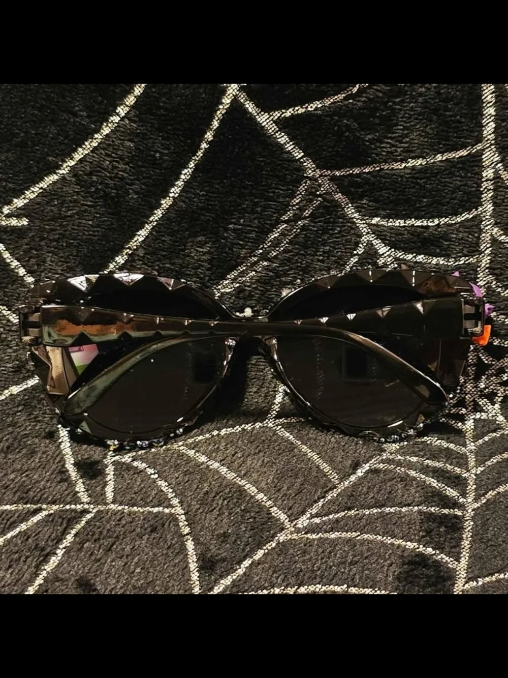 Hand-Embellished Black Beaded Toddler Sunglasses with Halloween Charm